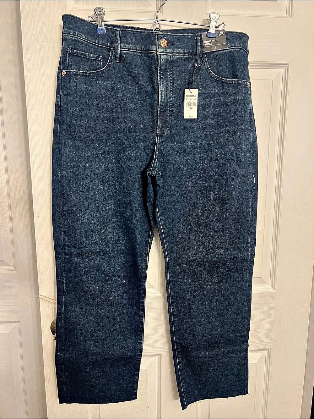 Express Straight Ankle High Rise Jeans Blue